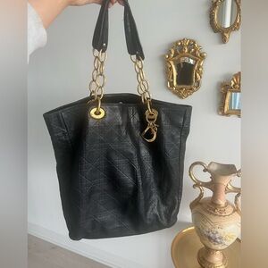 Vintage Lady Dior Large Tote Shoulder Bag Cannage Pattern 100% Authentic